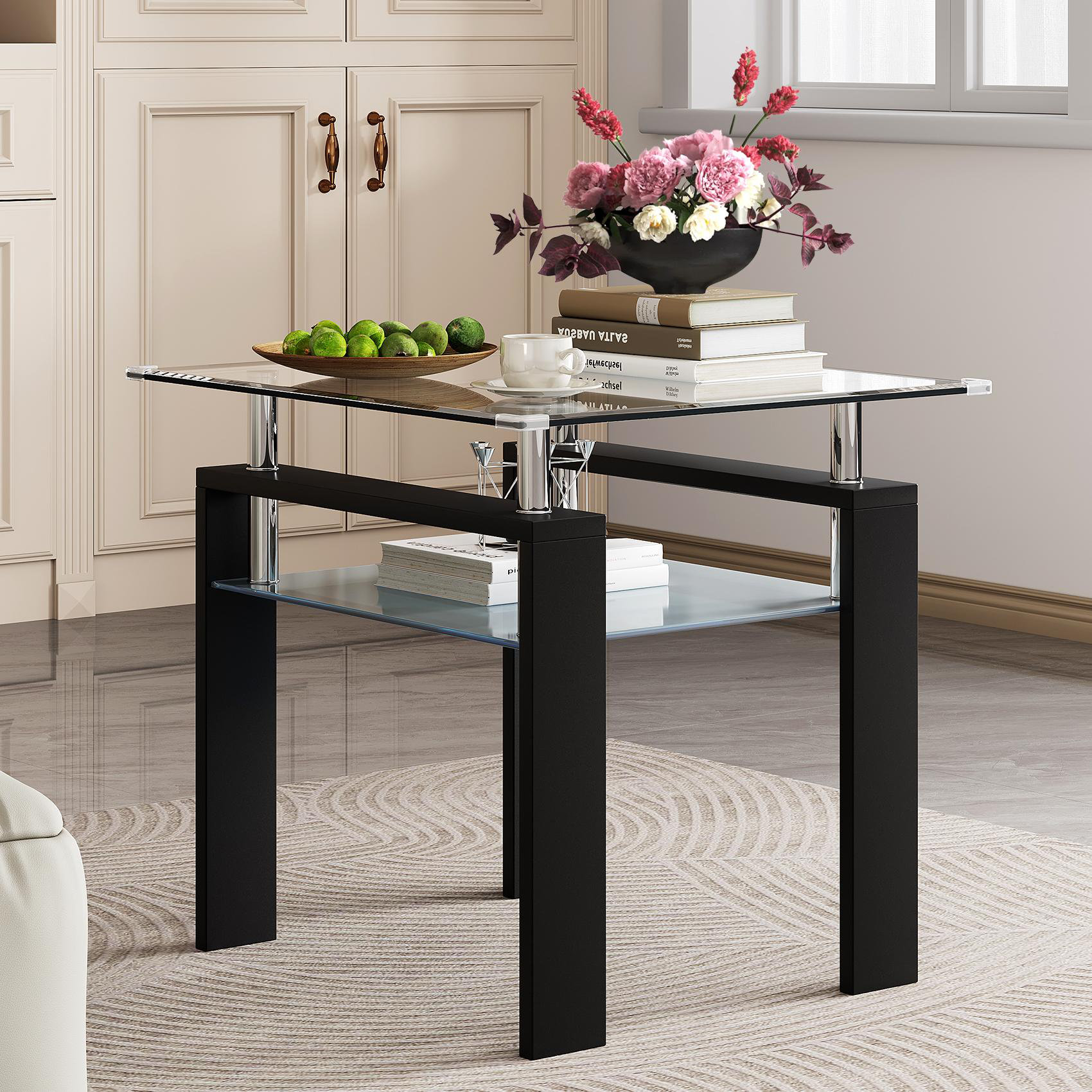 Wade Logan Arol 24" Glass End Table, Side Table, Living Room Couch Side Table,24"x24"x24 ...